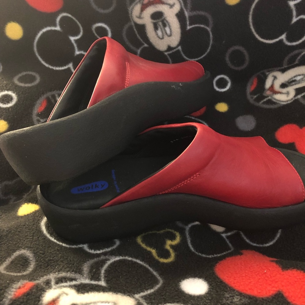 New Wolky Red Leather Mules Women’s Size EU 42